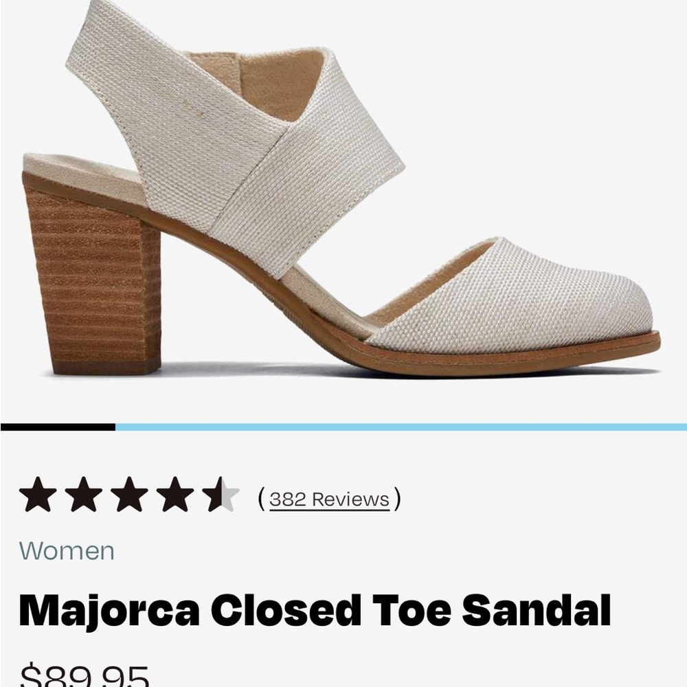 Worn once in box Tom’s Majorca Closed Toe Sandal